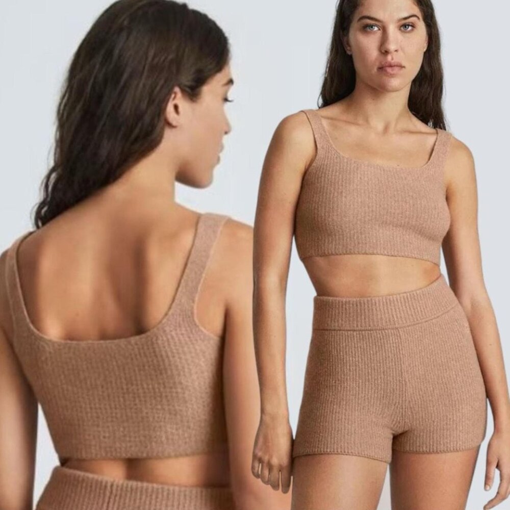Everlane The Cozy Stretch Crop Top Sweater Tank Camel XS Boho Basic Quiet Luxury